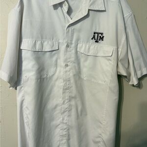Antigua White Short Sleeve Men's Shirt with Embroidered Logo